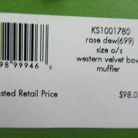 Kate Spade New York Western Velvet Metallic Bow Muffler Scarf NWT $98 - Picture 5 of 7